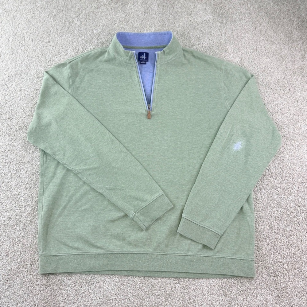 Johnnie-O 1/4 Zip Pullover Men XL Green Golf Sweater Casual Cotton Golfcore Soft - Picture 2 of 11